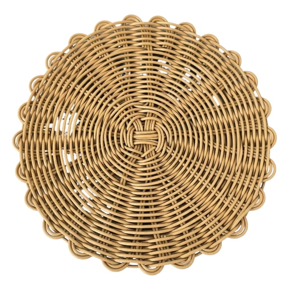 Woven Circular Rattan Placemat for Dining Table, Natural Handmade Rattan Coaster, Heat Resistant Non-Slip Table Mat(A)