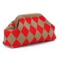 thumbnail image 1 of Woven Clutch Purse for Women Summer Beach Bag Casual Colorblock Evening Handbags Vacation Bag with Chain, 1 of 6