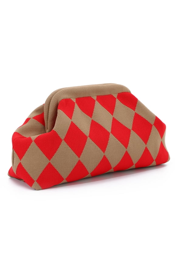 Woven Clutch Purse for Women Summer Beach Bag Casual Colorblock Evening Handbags Vacation Bag with Chain
