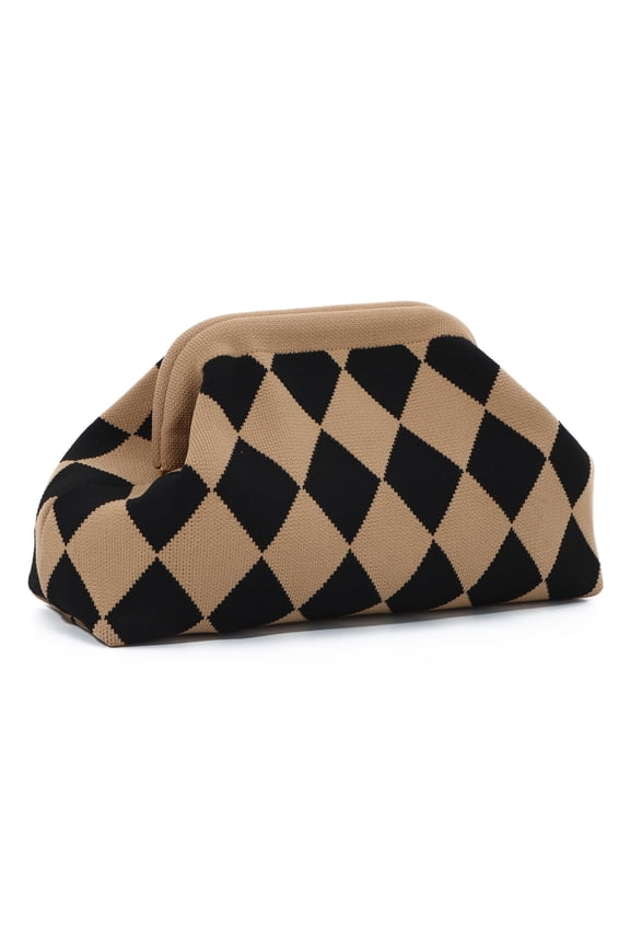 Woven Clutch Purse for Women Summer Beach Bag Casual Colorblock Evening Handbags Vacation Bag with Chain