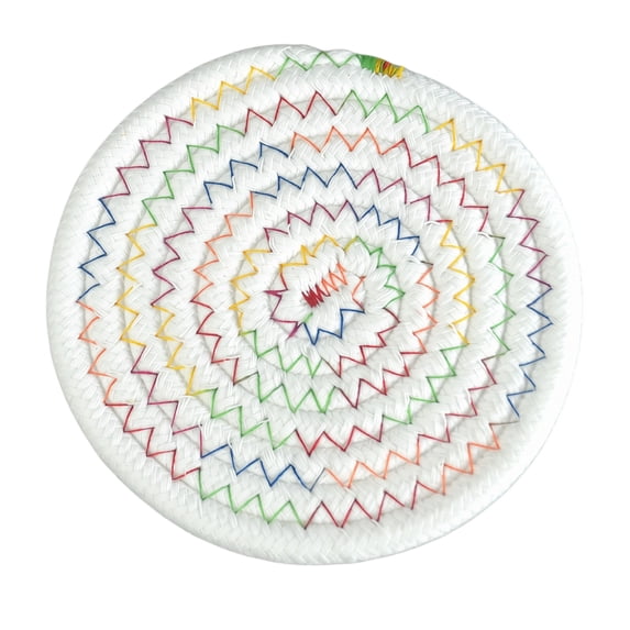 Woven Coaster 4.3 Inch Round Colorful Stitched Cup Mat For Drinks Home Kitchen Table Protection 1 Pack
