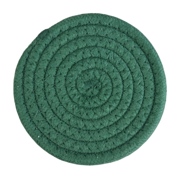 Woven Coaster Dark Green 4.3 Inch Round Heat Resistant Drink Coaster For Home Kitchen Dining Table 1 Pack