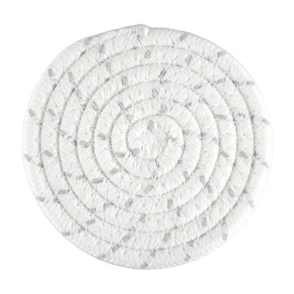 Woven Coaster Round Off White Gray Dots 4.3 Inch Heat Resistant Drink Coaster For Kitchen Table Home Decor 1 Pack