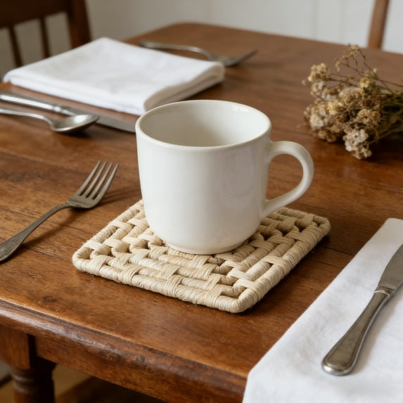 Woven Coasters under $5! Yrmaups 15 In Natural Corn Husk Woven Coasters, Home Coasters and Heat-resistant Mat, Woven Rustic Style Rattan Table Mat, Set of 15