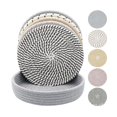 thumbnail image 1 of Woven Coasters Set 7.1 Inch 5 Pack Gray Heat Resistant Round Drink Coasters With Holder For Home Kitchen Table Decor, 1 of 7
