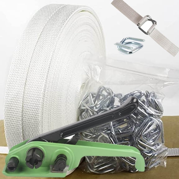 Woven Cord Pallet Packaging Strapping Kit with Tensioner and Metal Buckles