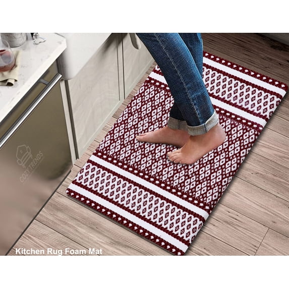 Woven Cotton Anti-Fatigue Kitchen Mats: Non-Slip Support for Culinary Comfort 18x30 Inches