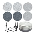 thumbnail image 1 of Woven Cotton Coasters Round Non-Slip Heat Resistant Pads Set 6 Pack With 1 Metal Holder For Kitchen Dining Table Protection, 1 of 8