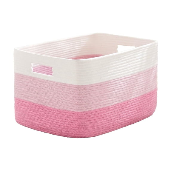 Woven Cotton Linen Storage Basket, Large Decorative Storage Bin, Multi-Purpose Fabric Basket for Laundry, Toys and Books, Handmade Organizer for Home and Nursery