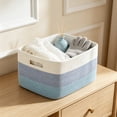 thumbnail image 1 of Woven Cotton Linen Storage Basket, Large Decorative Storage Bin, Multi-Purpose Fabric Basket for Laundry, Toys and Books, Handmade Organizer for Home and Nursery, 1 of 6