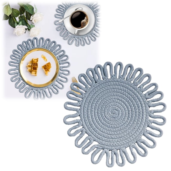 Woven Cotton Placemat Table Mat Heat-Resistant Pot Cushion 7.1in 18cm Light Gray