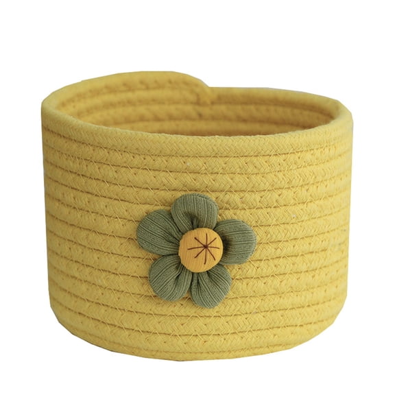 Woven Cotton Rope Basket Flowerpot Basket Flower Basket Round Storage Basket Home Decoration for Key Odds and Ends Baske
