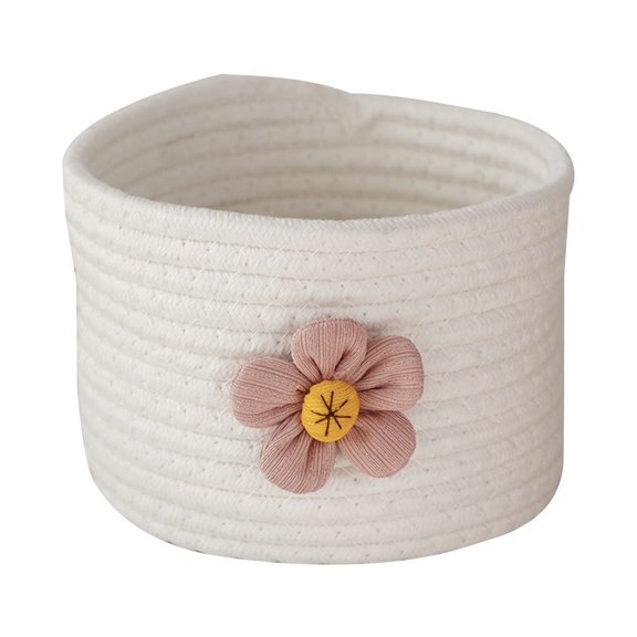 Woven Cotton Rope Basket Flowerpot Basket Flower Basket Round Storage Basket Home Decoration for Key Odds and Ends Baske