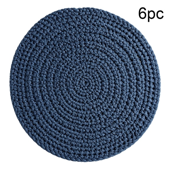 Woven Cotton Rope Coasters Blue Multicolor 6 Pack Heat Resistant Table Protection Mats For Drinks Dining Decor