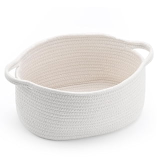 Cute Woven Cotton Rope Basket with Handles, Empty DIY Gift Basket for Baby Shower, Birthday & Spring Decor, Cute Decorative Storage Organizer, 13" x 8" x 6"