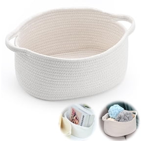 Cute Woven Cotton Rope Basket with Handles, Empty DIY Gift Basket for Baby Shower, Birthday & Spring Decor, Cute Decorative Storage Organizer, 13" x 8" x 6"