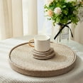 thumbnail image 1 of Woven Cotton Rope Round Placemats Set of 9 Pcs with Holder Included, Handmade Boho Kitchen Table Decor Woven Placemats & Coasters,Non-Slip and Heat Resistant 13" (Brown&White), 1 of 6