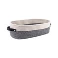 thumbnail image 1 of Woven Cotton Rope Storage Basket with Leather Handles,Oval Shaped Organizer Bin for Bathroom Toilet Tank Top,Kitchen Counter Table Shelf,Farmhouse Home Decor Tidying Caddy,Beige, 1 of 6