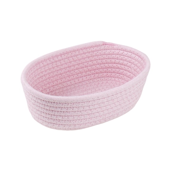 Woven Cotton Rope Storage Basket, Oval Organizer for Baby Items, Toys, Magazines, and Cosmetics, Minimalist Modern Decorative Bin for Shelves, Closet, and Room Decor, Skin-Friendly & Durable