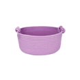 thumbnail image 1 of Woven Cotton Rope Storage Basket, Purple Round Organizer Bin with Knotted Handles, 1 Pack Decorative Cotton Rope Tray for Bedroom Bathroom Kitchen Countertop, Small Household Storage for Snacks Toile, 1 of 7