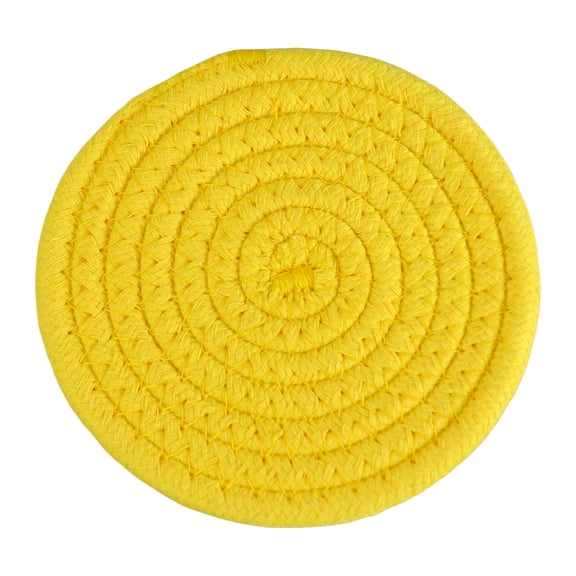 Woven Cotton Round Coasters, Trivets for Hot Dishes, Pots and Pans, Hot Pads, Pot Holders for Kitchen, Heat Resistant Mat Protect Counter, Coasters Set Home Essentials Farmhouse Decor, Yellow