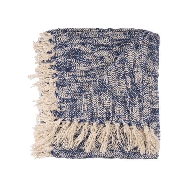 Woven Cotton Solid Color Throw Blanket, Blue & White - Walmart.com