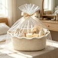 thumbnail image 1 of Woven Cotton Storage Basket with Handles, Decorative Gift and Organizer Basket for Shelf, Closet, Bathroom and Pantry, Beige, 1 of 6