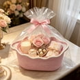 thumbnail image 1 of Woven Cotton Storage Basket with Handles, Decorative Gift and Organizer Basket for Shelf, Closet, Bathroom and Pantry, Pink, 1 of 6