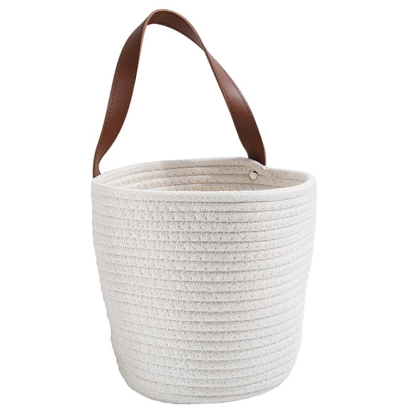 Woven Cotton Storage Baskets with Handles Multifunction Wall Hanging Storage Basket White 310mm Bag: 180x250x120mm for DIY Mixed Color