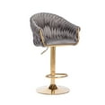 thumbnail image 1 of Woven Counter Height Bar Stools with Back and Armrest, Polyester Fabric Upholstered Barstools with Adjustable Height, Kitchen Bar Dining Chair with Plywood Frame and Golden Metal Legs, Gray, 1 of 7