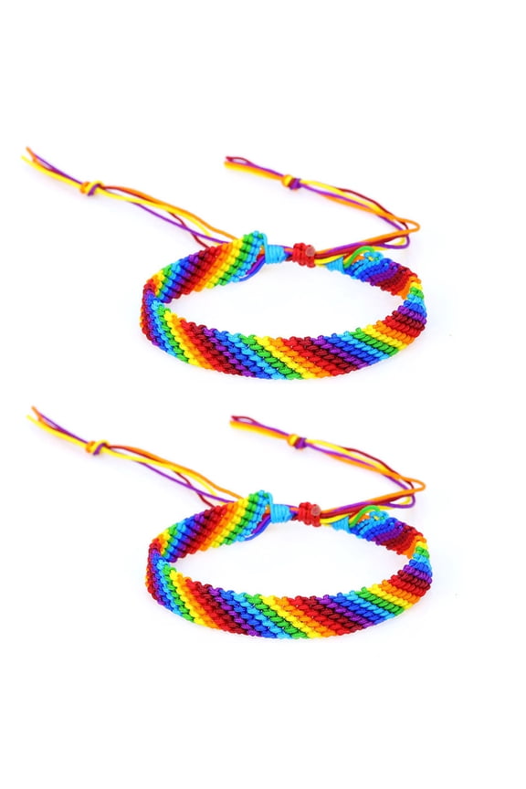 Woven Couple Weave Rainbow Pride Bracelet for Braided Rope Friendship Bracelet Adjustable