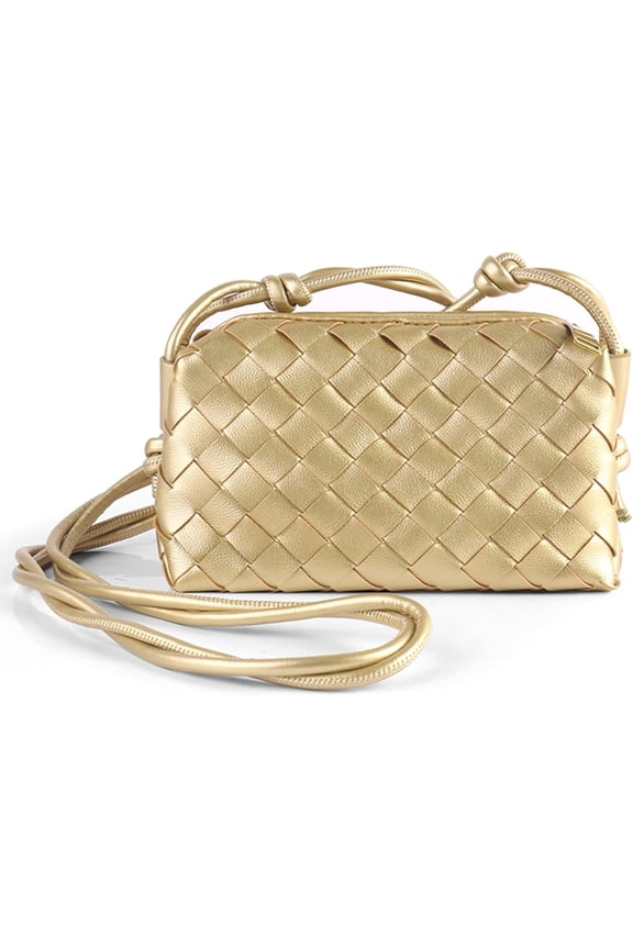Woven Crossbody Bags For Women, Small Handmade Purse Clutch Shoulderbag Handbag, Zipper Closure