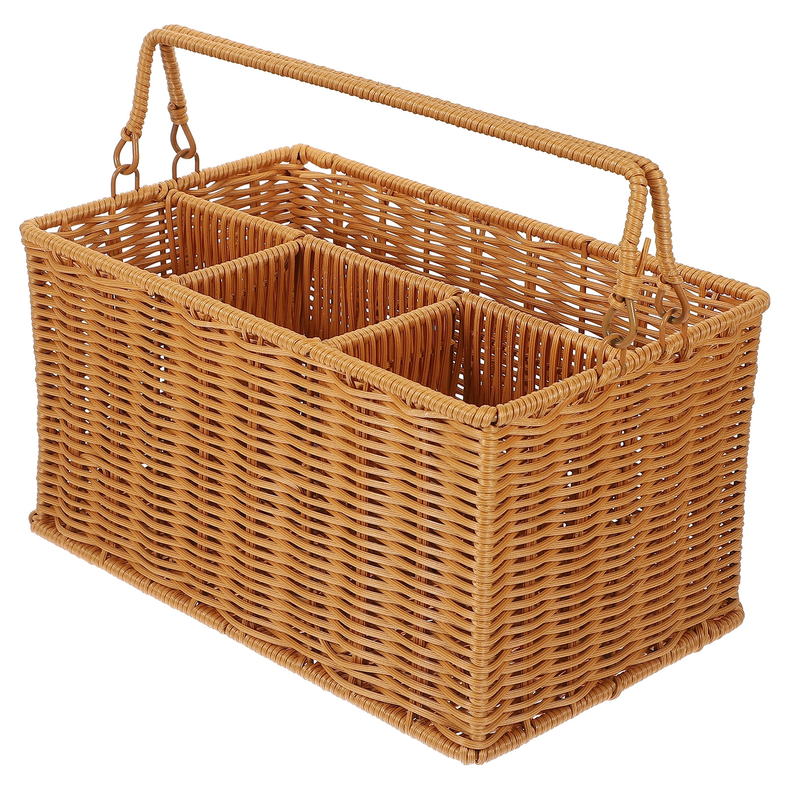 Woven Cutlery Storage Basket Serving Holder Kitchen Organizing Asseriories Plastic Spoons Silverware Utensil Drainer Utensils Imitation Rattan