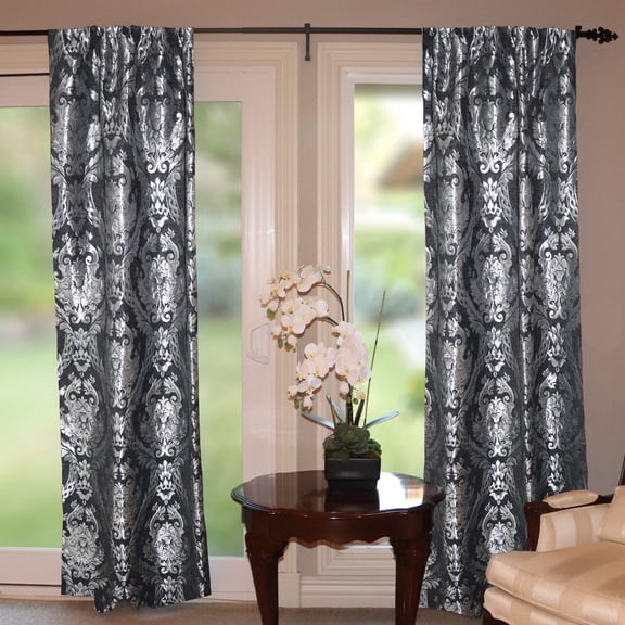 Woven Damask Polyester Jacquard Heavy Upholstery Curtain Panel 56 Inch Wide