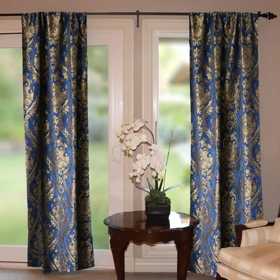 Woven Damask Polyester Jacquard Heavy Upholstery Curtain Panel 56 Inch Wide
