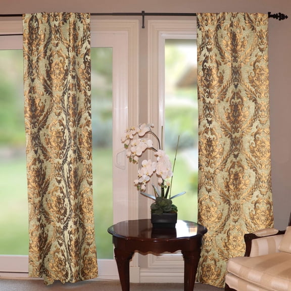 Woven Damask Polyester Jacquard Heavy Upholstery Curtain Panel 56 Inch Wide
