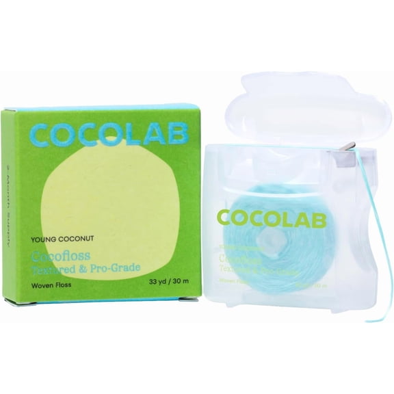 Woven Dental Floss, Dentist-Designed Oral Care, Coconut Scent, Waxed, Expanding, Vegan, Kid-Friendly String Floss with Coconut Oil, 1 Spool (33 yd)