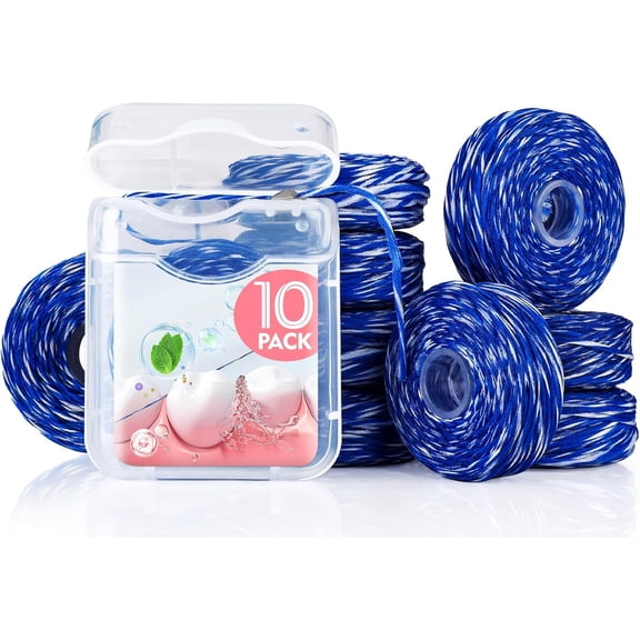 Woven Dental Floss, Expandable Waxed Dental Floss for Gentle,Oral Care Whitening Dental Floss,Plaque Remover for Teeth,String Floss,Mint,10 Spools (32.8 yd Each)