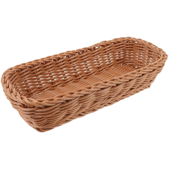 FONDOTIN Brown Rattan Woven Basket ABS Multi-Function Cutlery Holder for Home Kitchen Storage Organizer