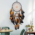 thumbnail image 1 of Woven Dreamcatcher Wall Hanging, Handmade Macrame Home Decor with Feathers, Bohemian Style Room Decor for Bedroom, Living Room and Office(Orange), 1 of 5