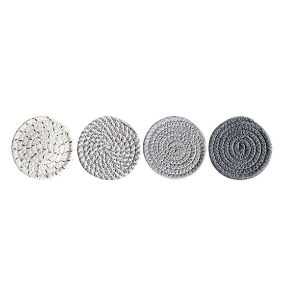 Woven Drink Coasters Absorbent Cotton, Heat Resistant Protective Set for Table, Desk and Home Decor