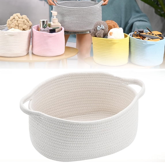 Woven Easter Basket - Cotton Rope Organizing Baskets for Baby Items or Cat & Dog Toys - Cute Soft Gift Storage Bin w/ Handles