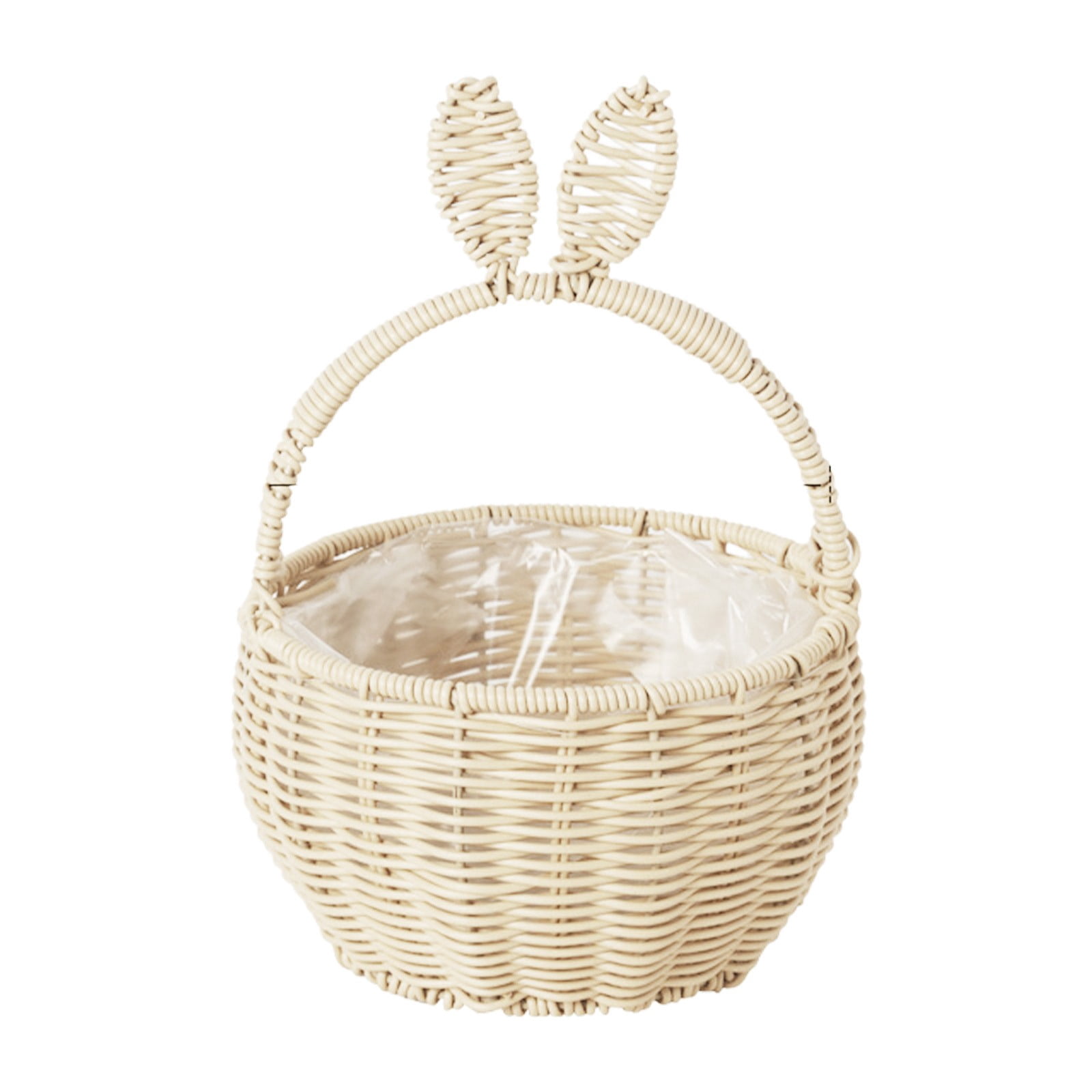 Woven Easter Basket with Handle, Bunny Easter Baskets, Easter Egg Hunt Carrier Baskets, Easter Woven Picnic Basket with Cute Rabbit Ears, Small Gift Wicker Wicker Storage Basket, Party Supplies