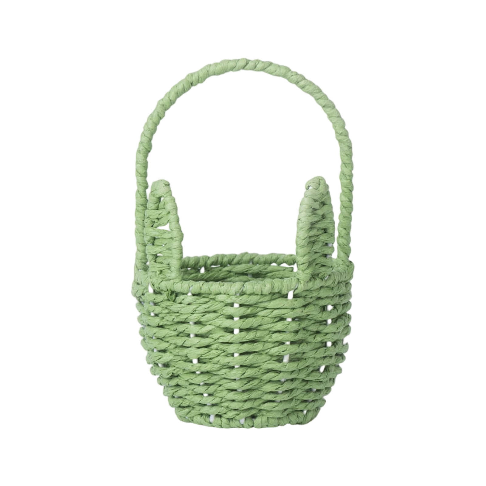 Woven Easter Bunny Basket, Handwoven Storage Basket with Handle, Cute Rabbit Shaped Basket for Baby Shower Party Favors, Nursery Organizer & Picnic