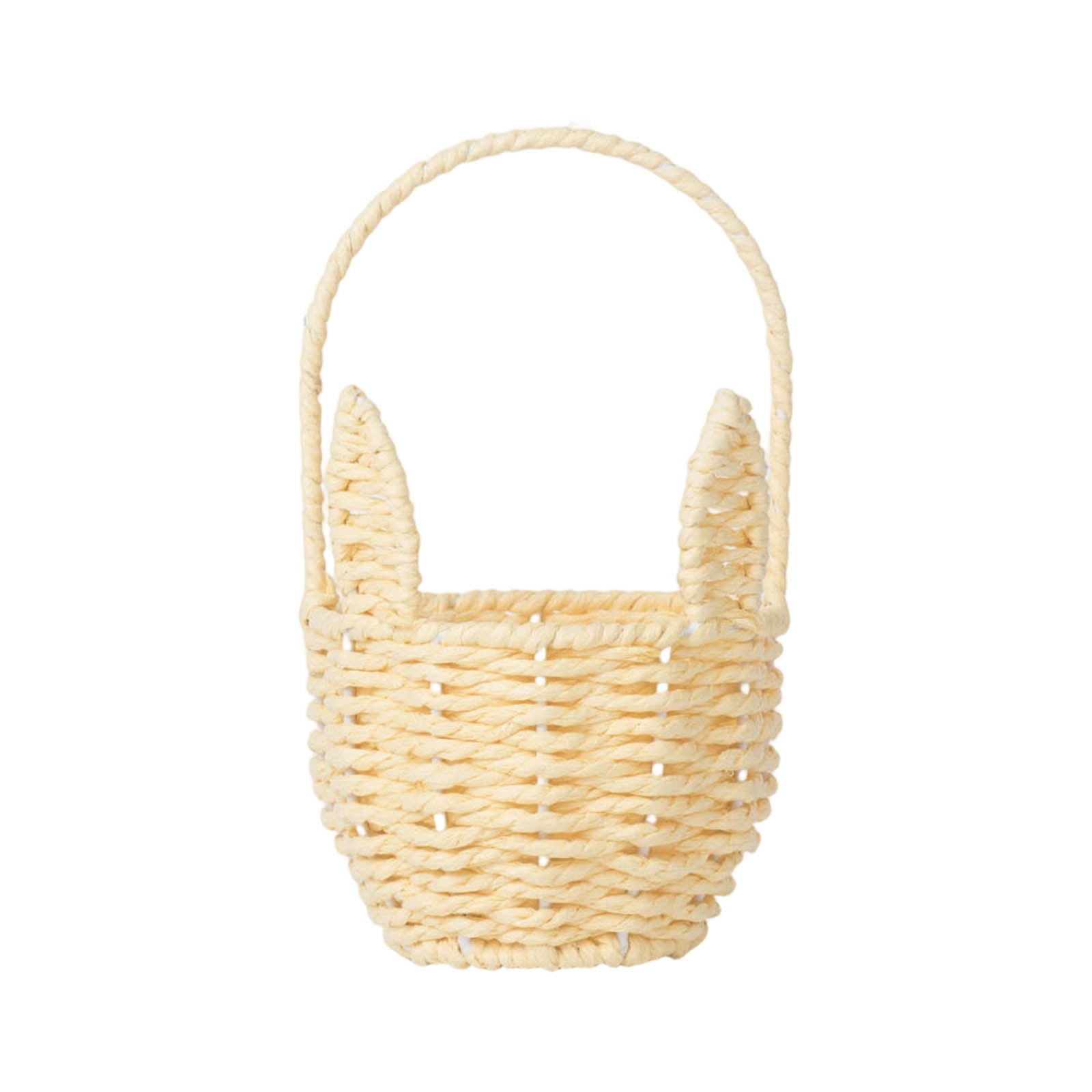 Woven Easter Bunny Basket, Handwoven Storage Basket with Handle, Cute Rabbit Shaped Basket for Baby Shower Party Favors, Nursery Organizer & Picnic