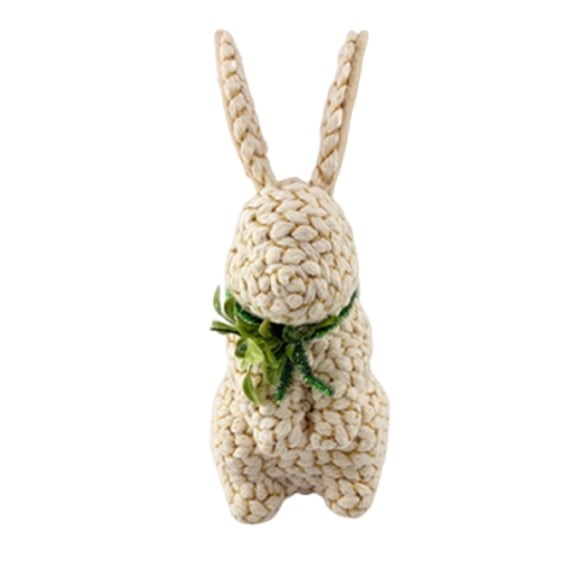 Woven Easter Bunny Figurines Rustic Rattan Rabbit Statues, Wicker Spring Tabletop Decor for Home Office Mantel Shelf, Farmhouse Holiday Decorations for Indoor Outdoor Garden Yard Party