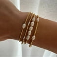 thumbnail image 1 of Woven Elastic String Natural Baroque Pearl Bracelet, 1 of 2