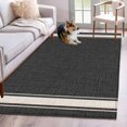 Rustic Antic Rug Woven Fabric Area Rugs 2.7x5ft Rustic Vintage Beige Stripe Charcoal ...