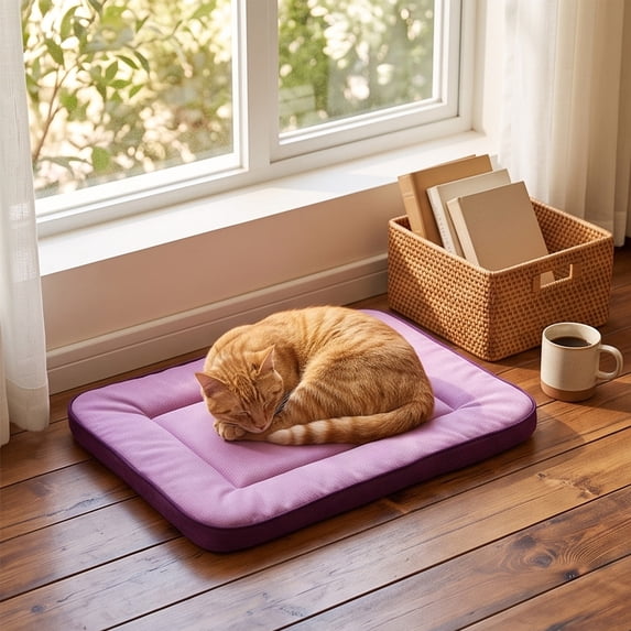 Woven Fabric Pet Mat Scratch Resistant Pull Proof Washable All Seasons Quilted Padding Non Slip for Cats Small Dogs Crate Floor Furniture