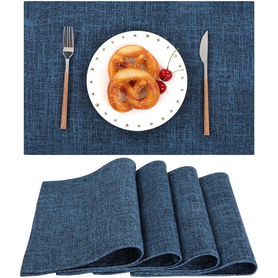 Woven Fabric Placemats Set of 4 Heat Resistant Place Mats Non Slip Washable Double Layer Cloth Placemats Reversible Table Mats Kitchen Dining Table Decor